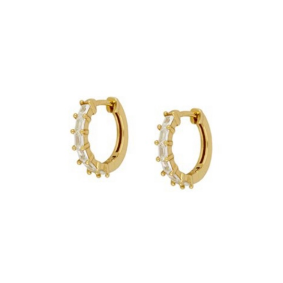 Baguette Sleepers with White Zirconia | Gold