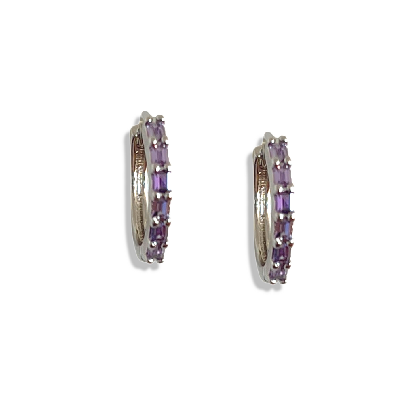 Lavender Baguette Sleepers | Silver