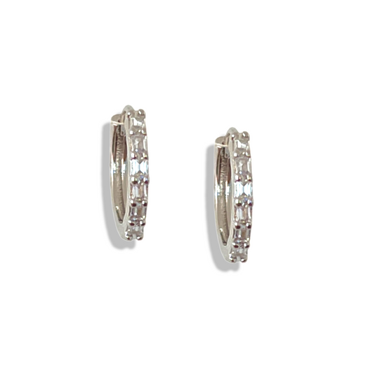 Baguette Sleepers with White Zirconia | Silver