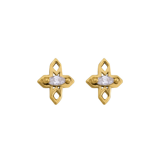 A Dusting of Jewels - Rhodolite Tiny Cross Studs | Gold