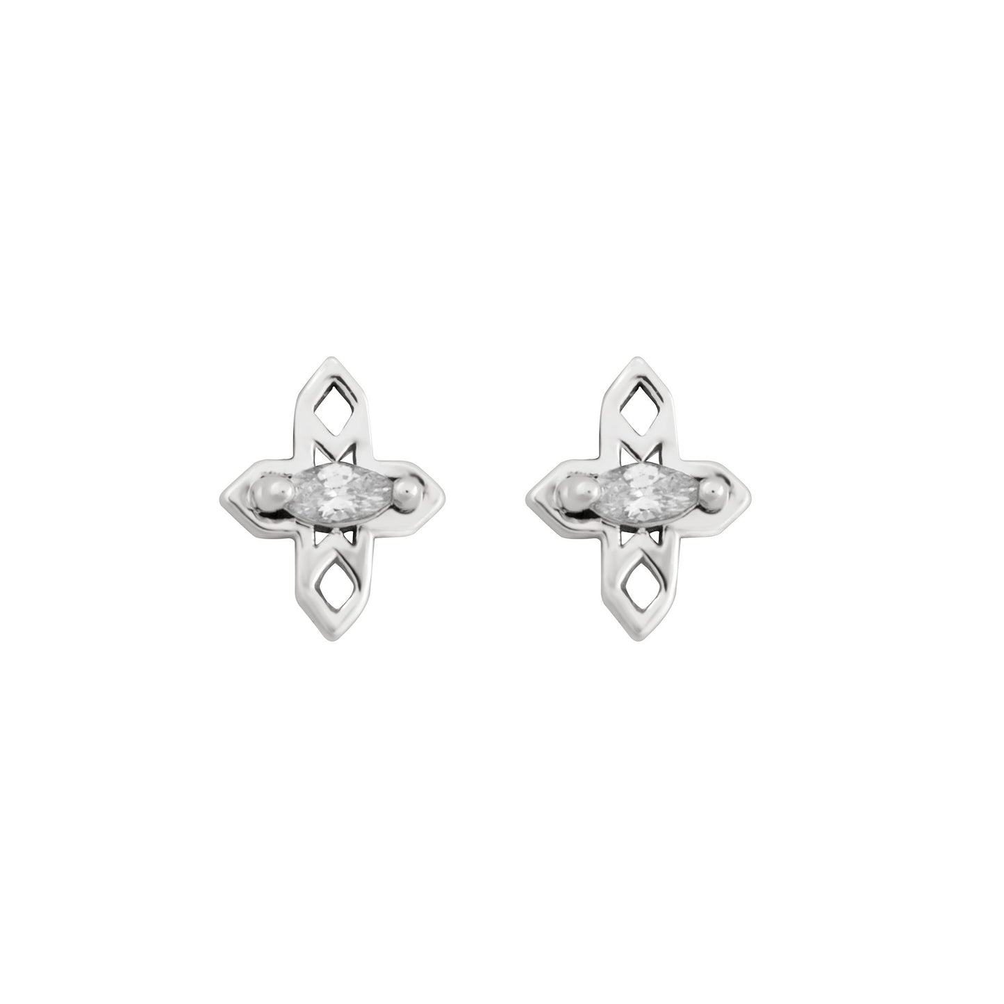 A Dusting of Jewels - Rhodolite Tiny Cross Studs | Gold