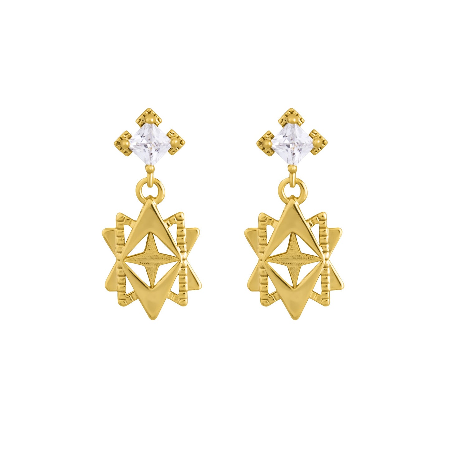 A Dusting of Jewels - Baroque Star Earrings | Silver