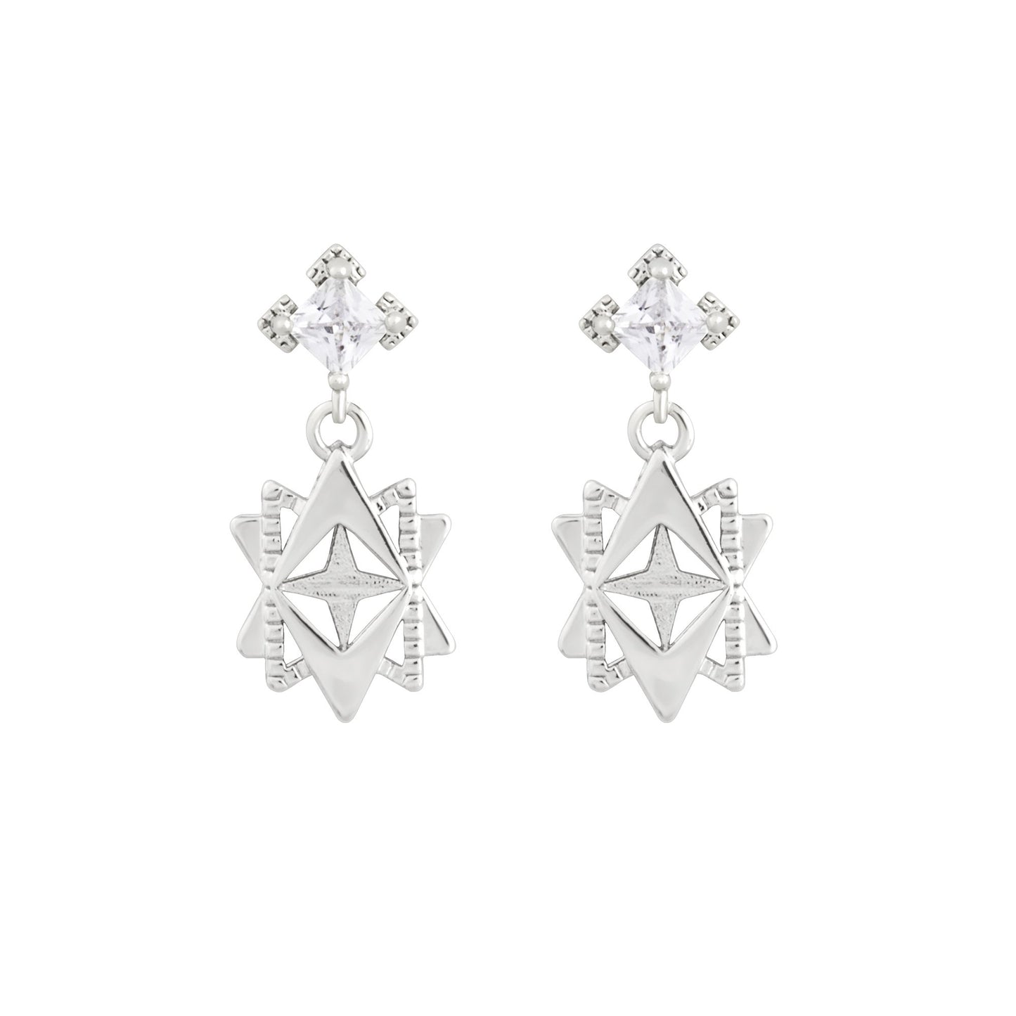 A Dusting of Jewels - Baroque Star Earrings | Silver