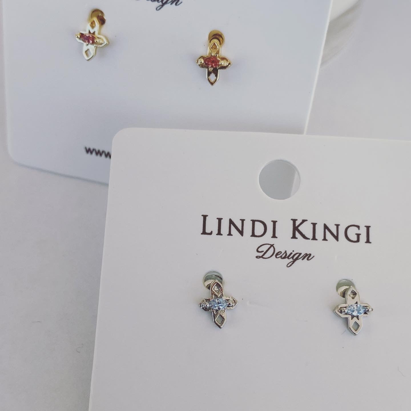 A Dusting of Jewels - Tiny Cross Studs| Silver
