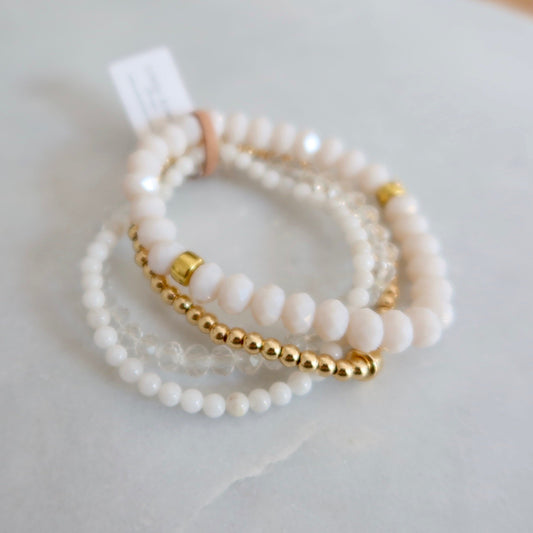 Beaded Bracelet Set | Summer Cream