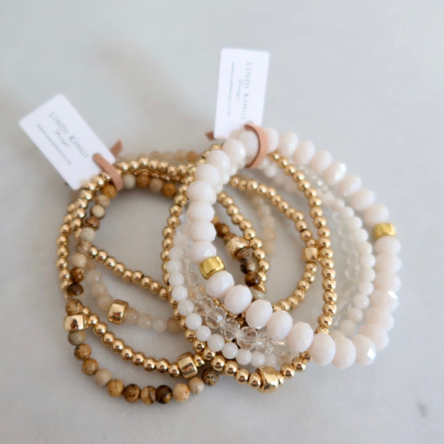 Beaded Bracelet Set | Summer Cream