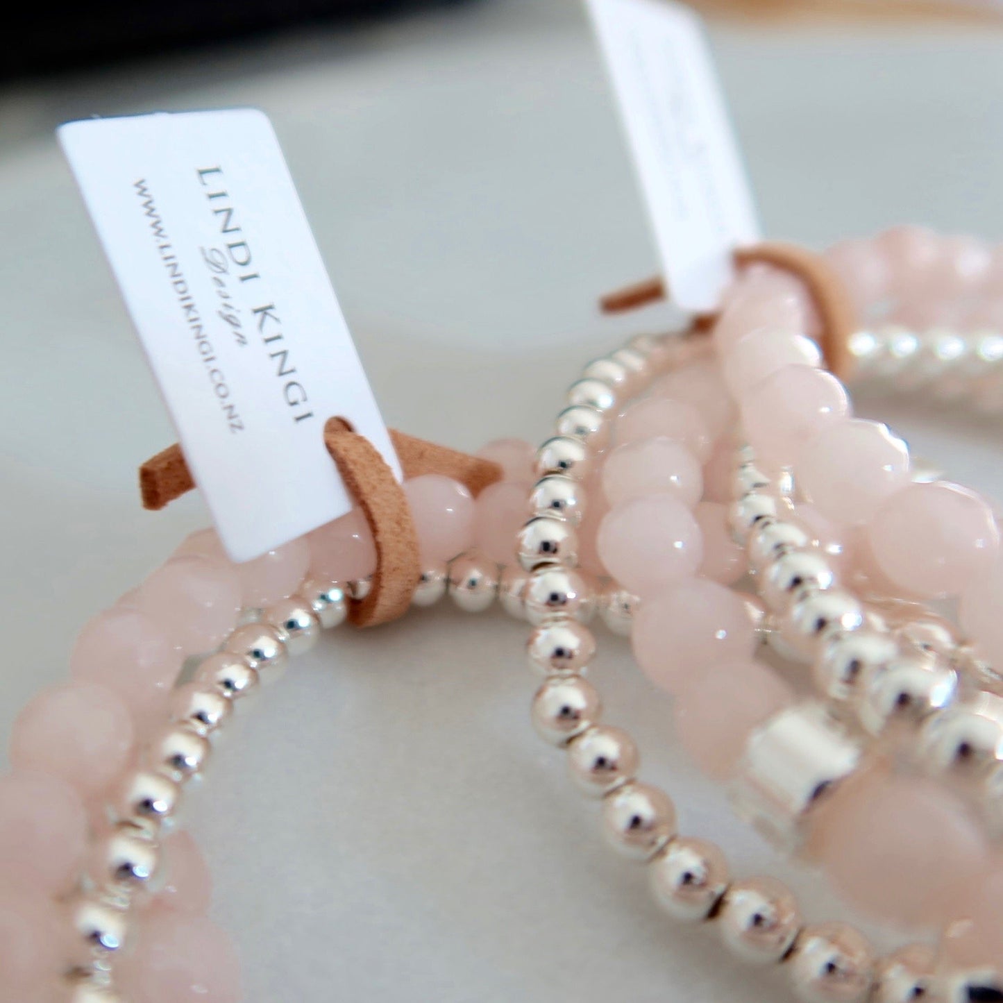 Beaded Bracelet Set | Lightest Pink Agate