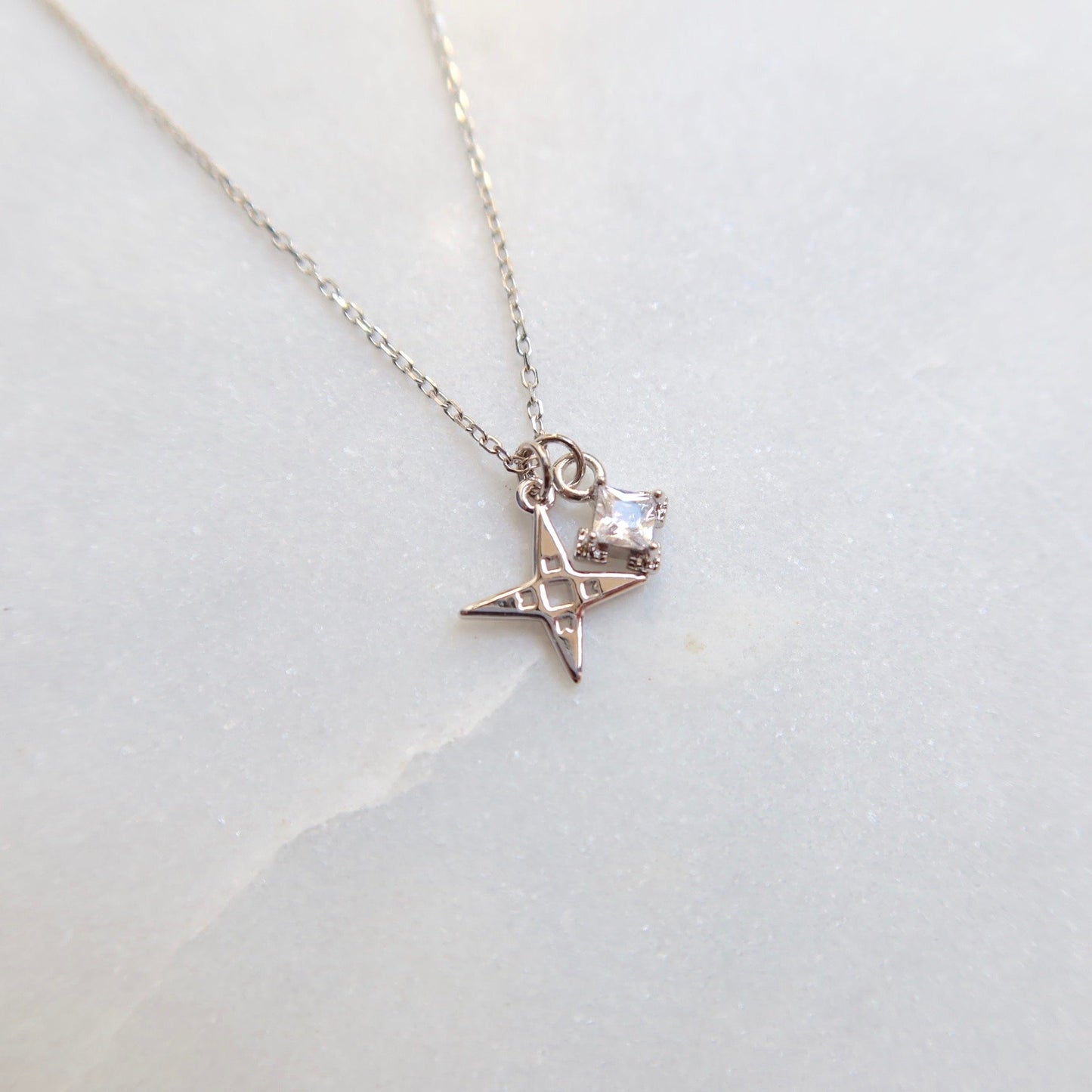 A Dusting of Jewels - Tiny Star Necklace with Embellishment | Silver