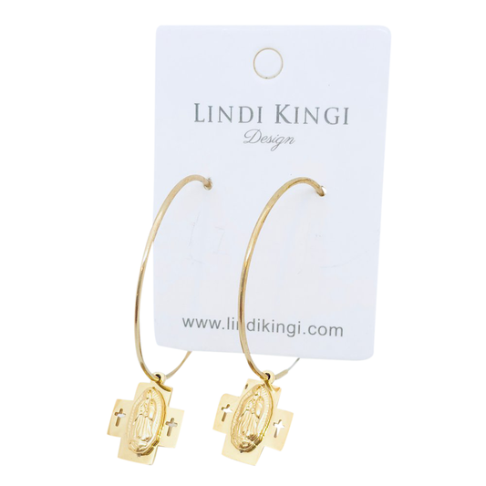 Double Cross Saint Hoops | Gold by Lindi Kingi Design shop online now