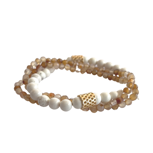 Beaded Bracelet | Cream Howlite with Charm