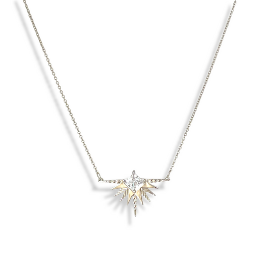 A Dusting of Jewels - Solar Necklace | Platinum with Black Stone