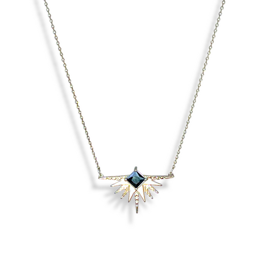 A Dusting of Jewels - Solar Necklace | Platinum with White Stone