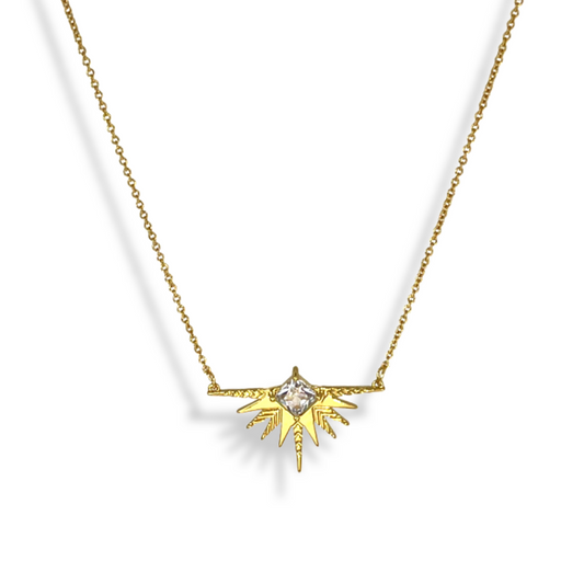A Dusting of Jewels - Solar Necklace | Gold with Champagne Stone