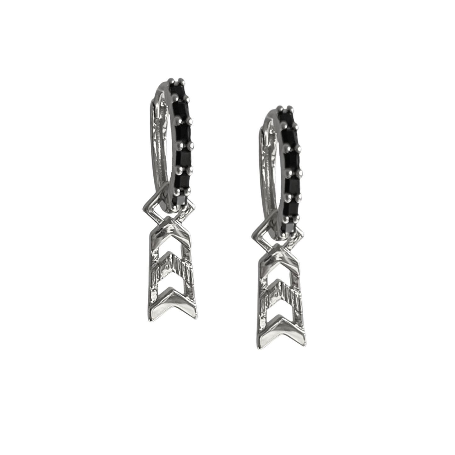 Formation Baguette Sleepers | Silver and Black Stone