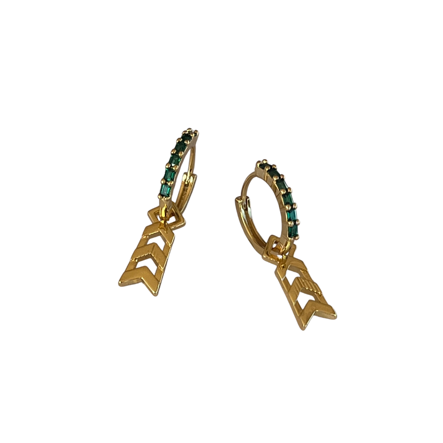 Formation Baguette Sleepers | Gold and Emerald Stone
