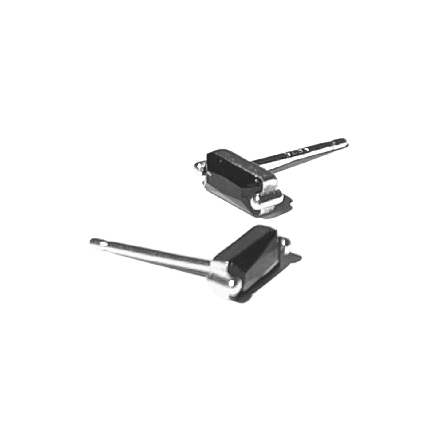 Black Baguette Studs | Silver