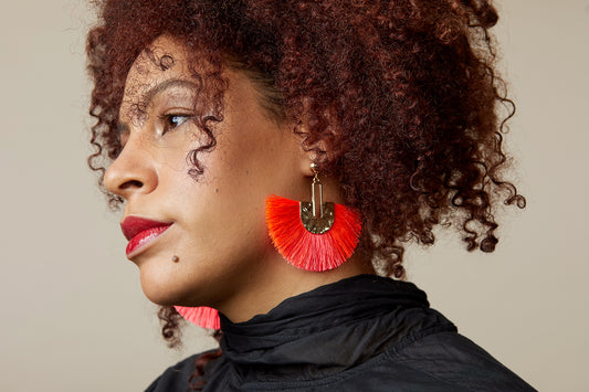 Fan Thread Earrings | Neon Pink