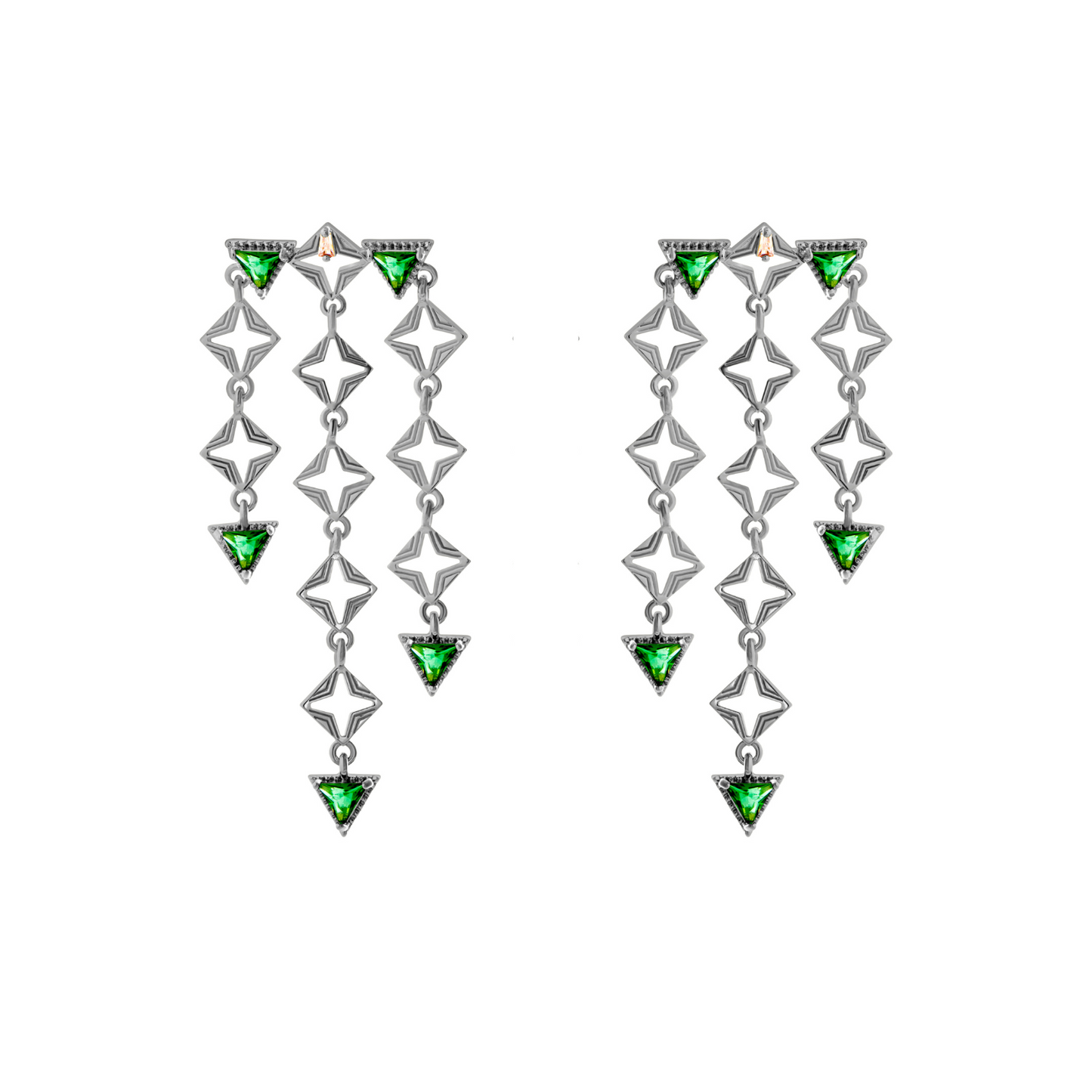 Byzantine Romance - Emerald Byzante Earrings | Platinum
