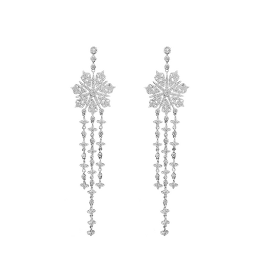 Snowflake Drop Embellished Earrings | Gold