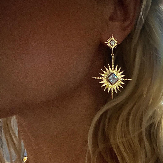 A Dusting of Jewels - Solar Earrings | Gold