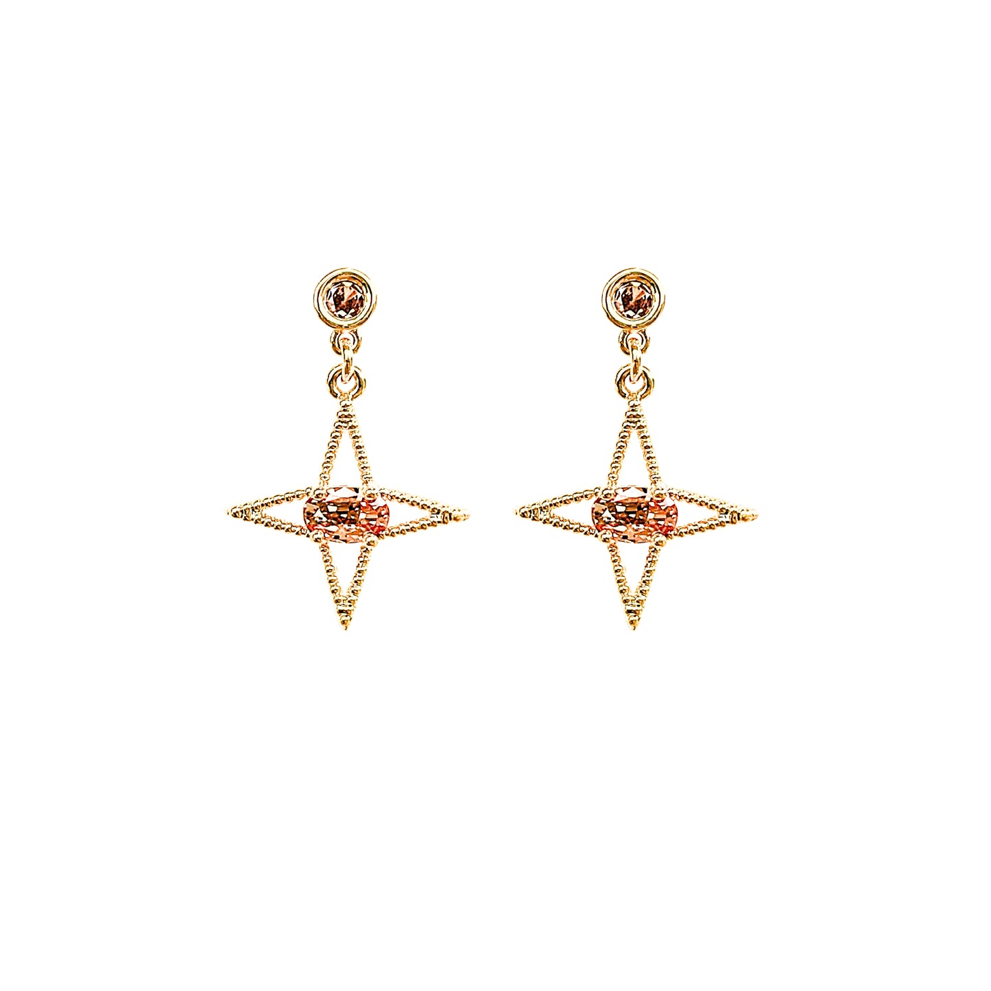 Byzantine Romance - Star Romance Earrings | Gold w Champagne zirconia