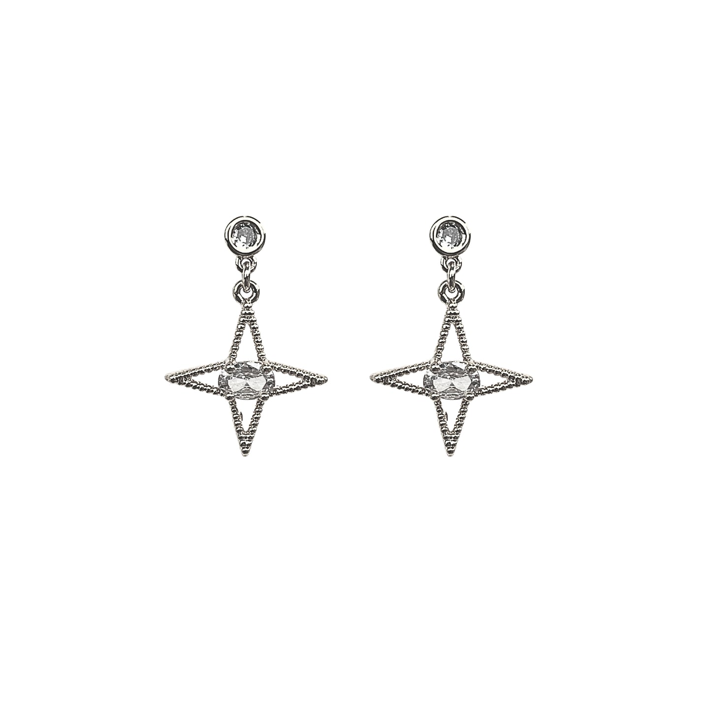 Byzantine Romance - Star Romance Earrings | Platinum w Clear zirconia