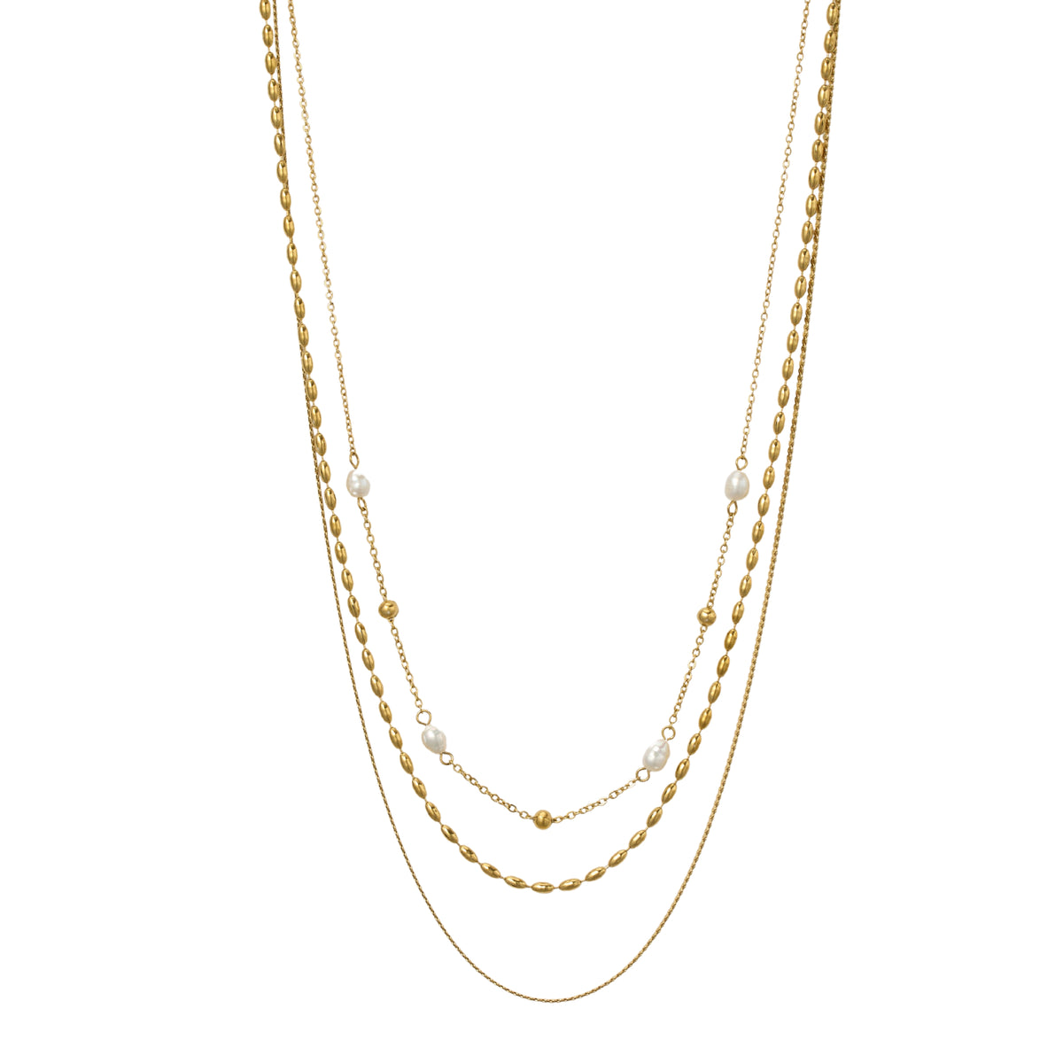 Triple Cascade Necklace| Gold