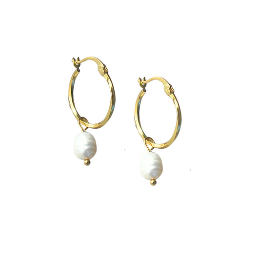 Willow Hoops | Gold and Pearl