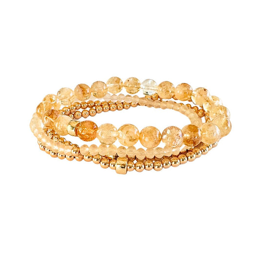 Beaded Bracelet Set | Citrine Agate