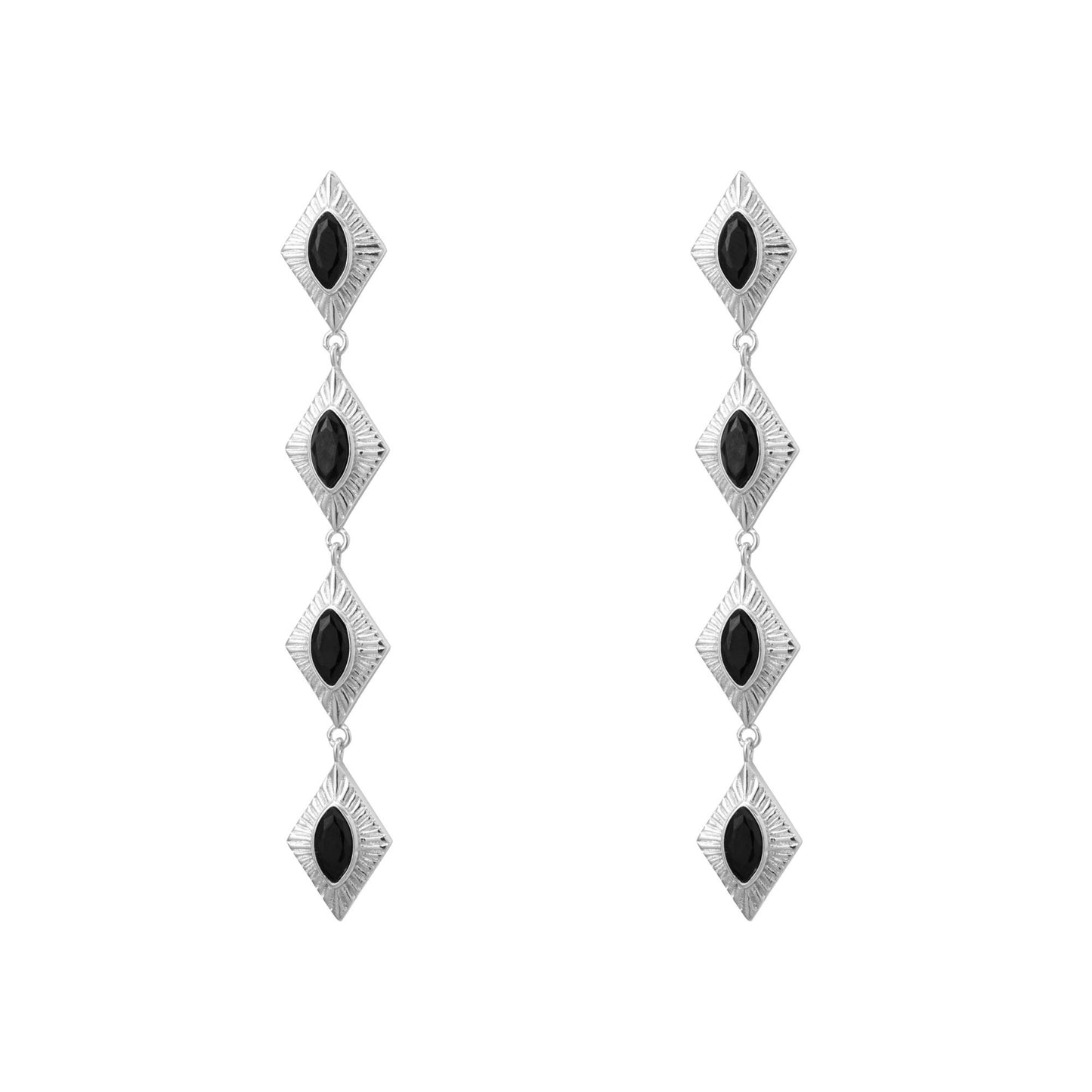 Sagrada Single Drop Earrings | Emerald & Silver