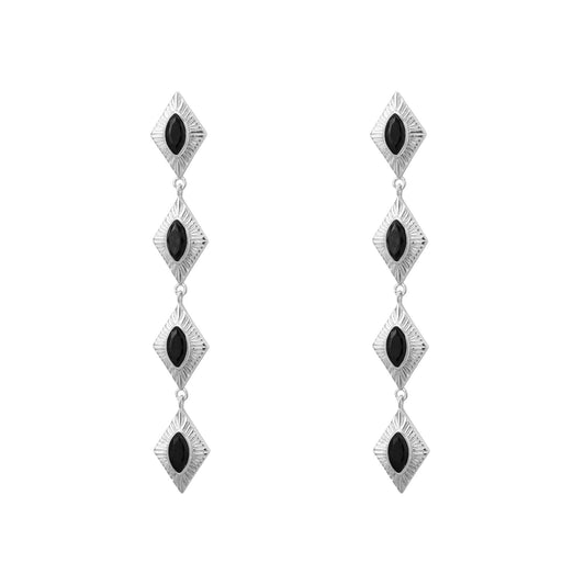 Sagrada Single Drop Earrings | Emerald & Silver