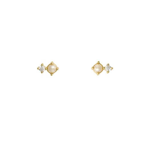 Pearl Sparkle Studs | Gold
