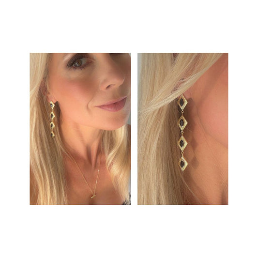 Sagrada Single Drop Earrings | Noir & Gold