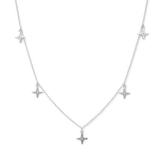 Multi Star Necklace| Silver