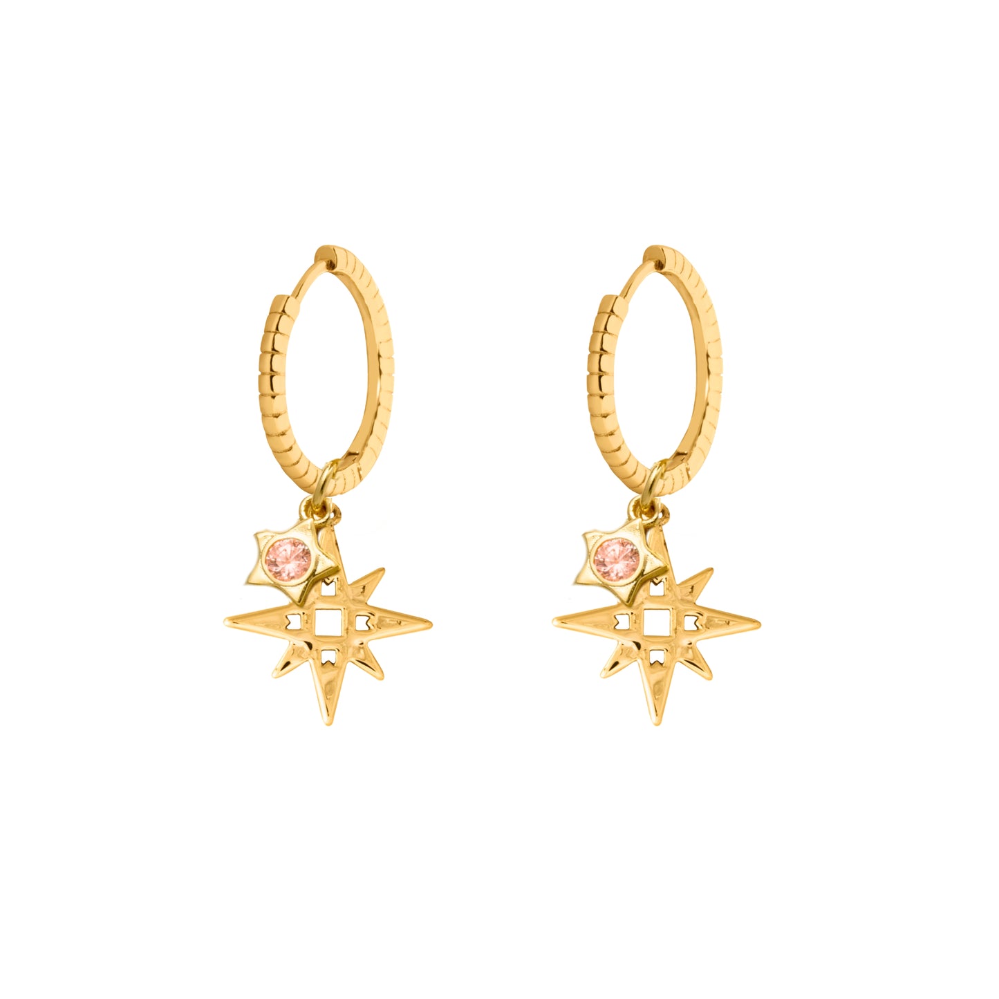 LKD Signature Star Hoops w Pink Star | Gold