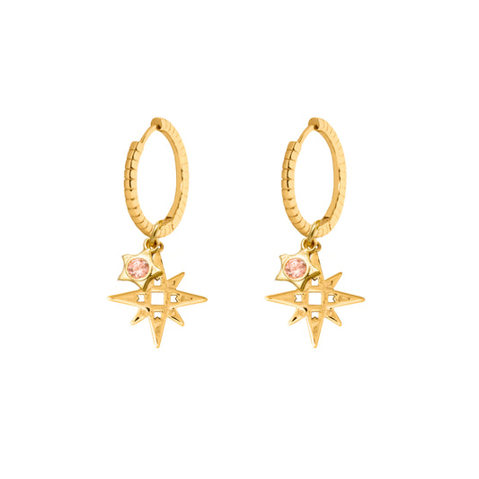 LKD Signature Star Hoops w Pink Star | Gold