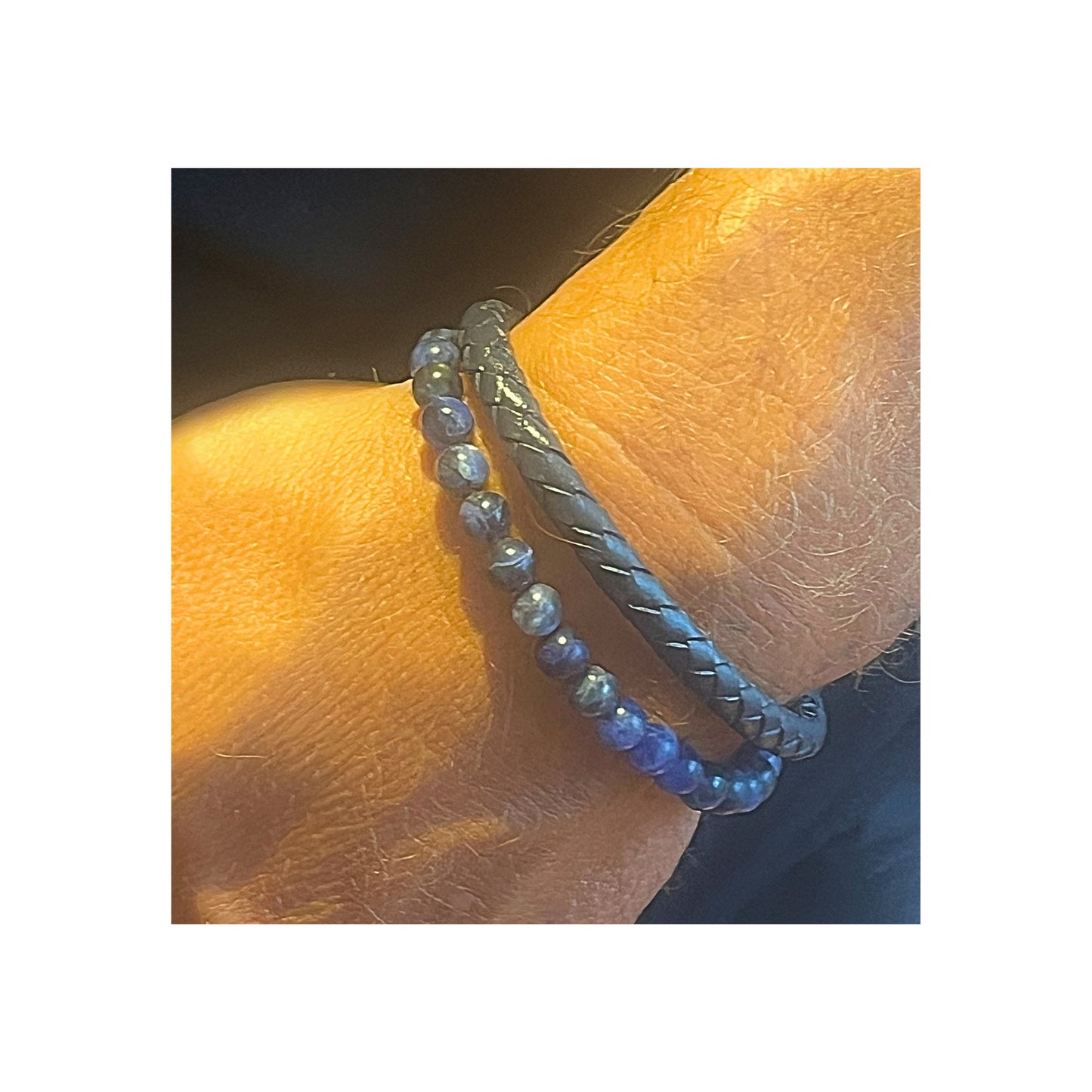 Bead and Leather Bracelet for Him | Cobalt Blue and Navy