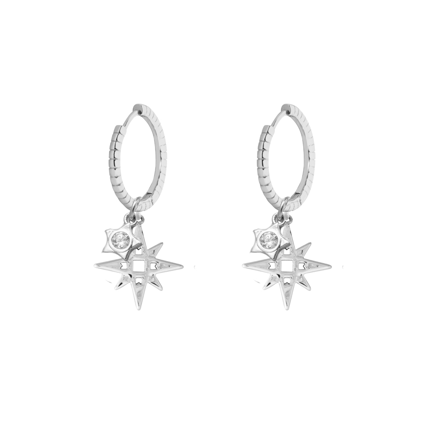 LKD Signature Star Hoops w Pink Star | Silver