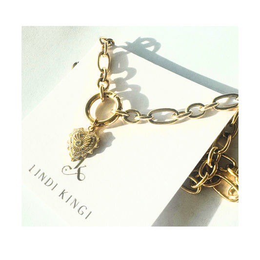 Embellished Heart Necklace| Gold