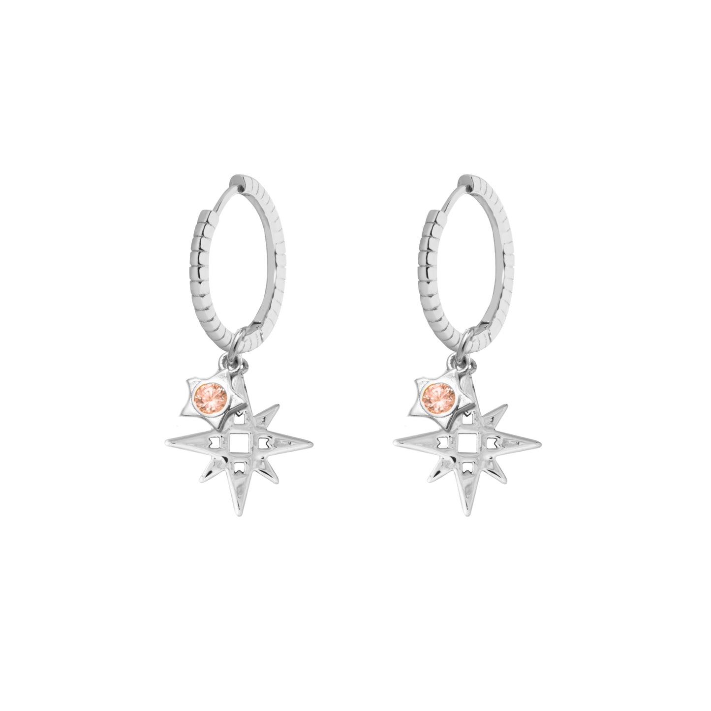 LKD Signature Star Hoops w Pink Star | Silver