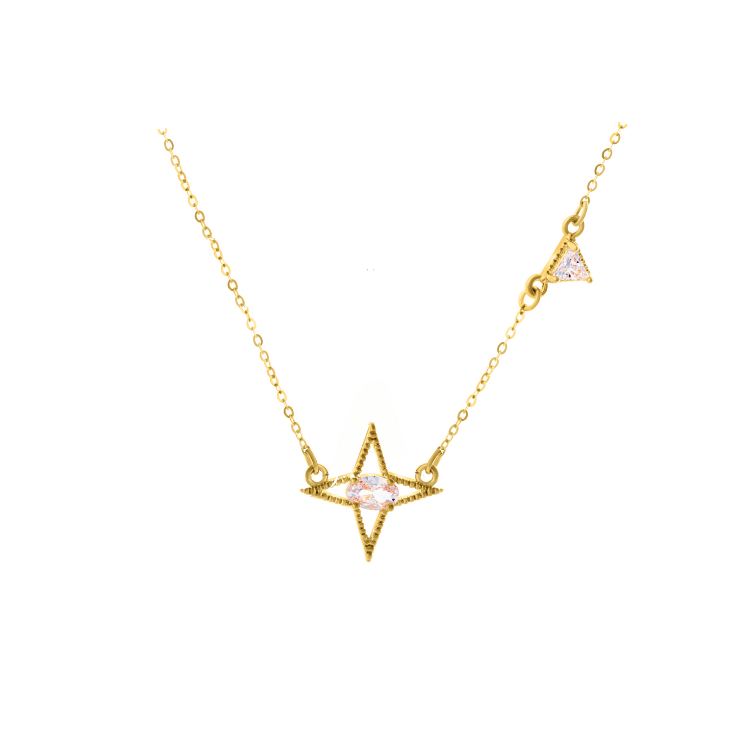 Byzantine Romance - Star Romance Necklace | Gold w White zirconia