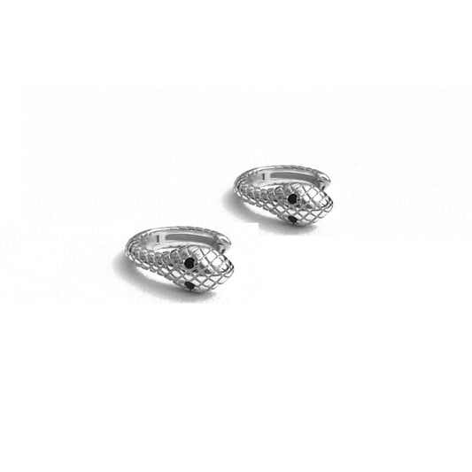 Engraved Snake Huggies | Silver