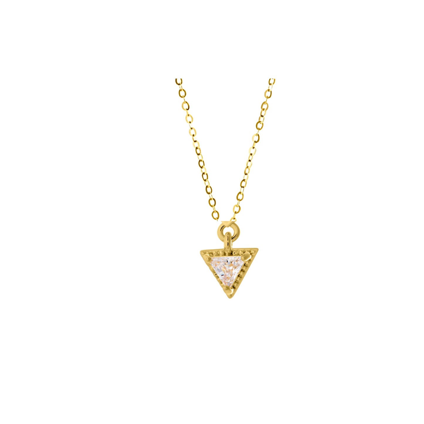 Prism Necklace | Gold w White Stone