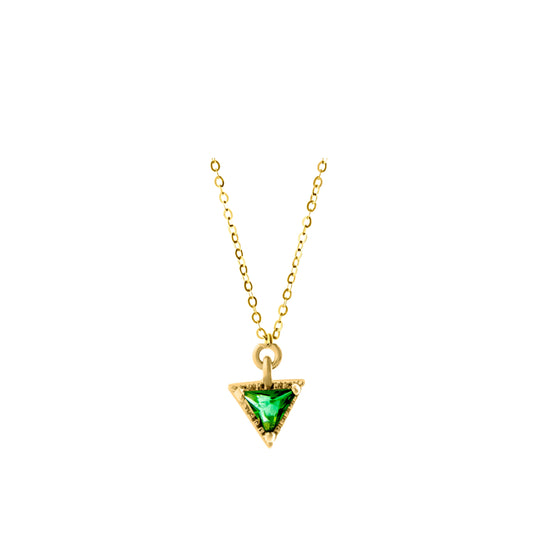 Prism Necklace | Gold w Emerald Stone