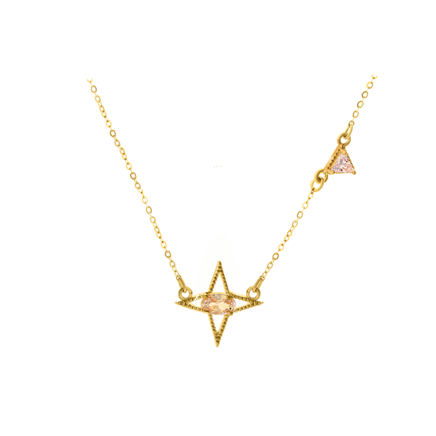 Byzantine Romance - Star Romance Necklace | Gold w White zirconia