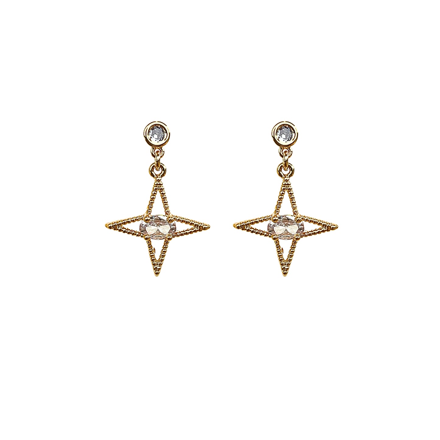 Byzantine Romance - Star Romance Earrings | Gold w Clear zirconia