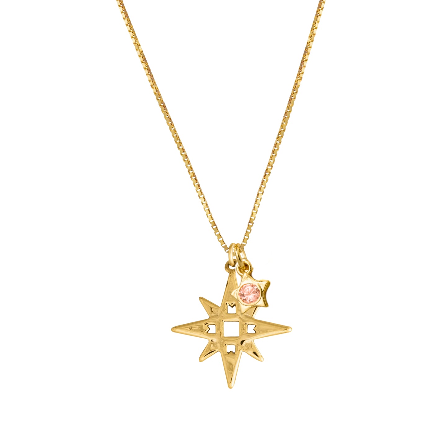 LKD Signature Star Necklace with Pink Star| Gold