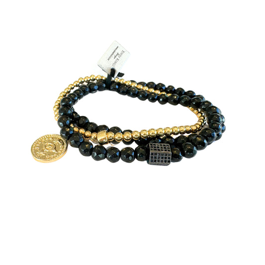 Beaded Bracelet Set  | Luxe Black and Gold