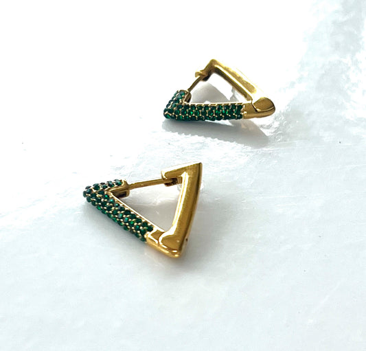 Prism Hoops| Emerald & Gold