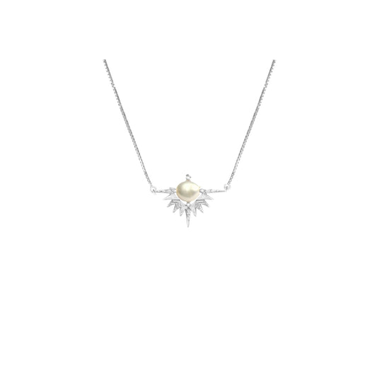 Solar Embrace Necklace| Silver & Pearl